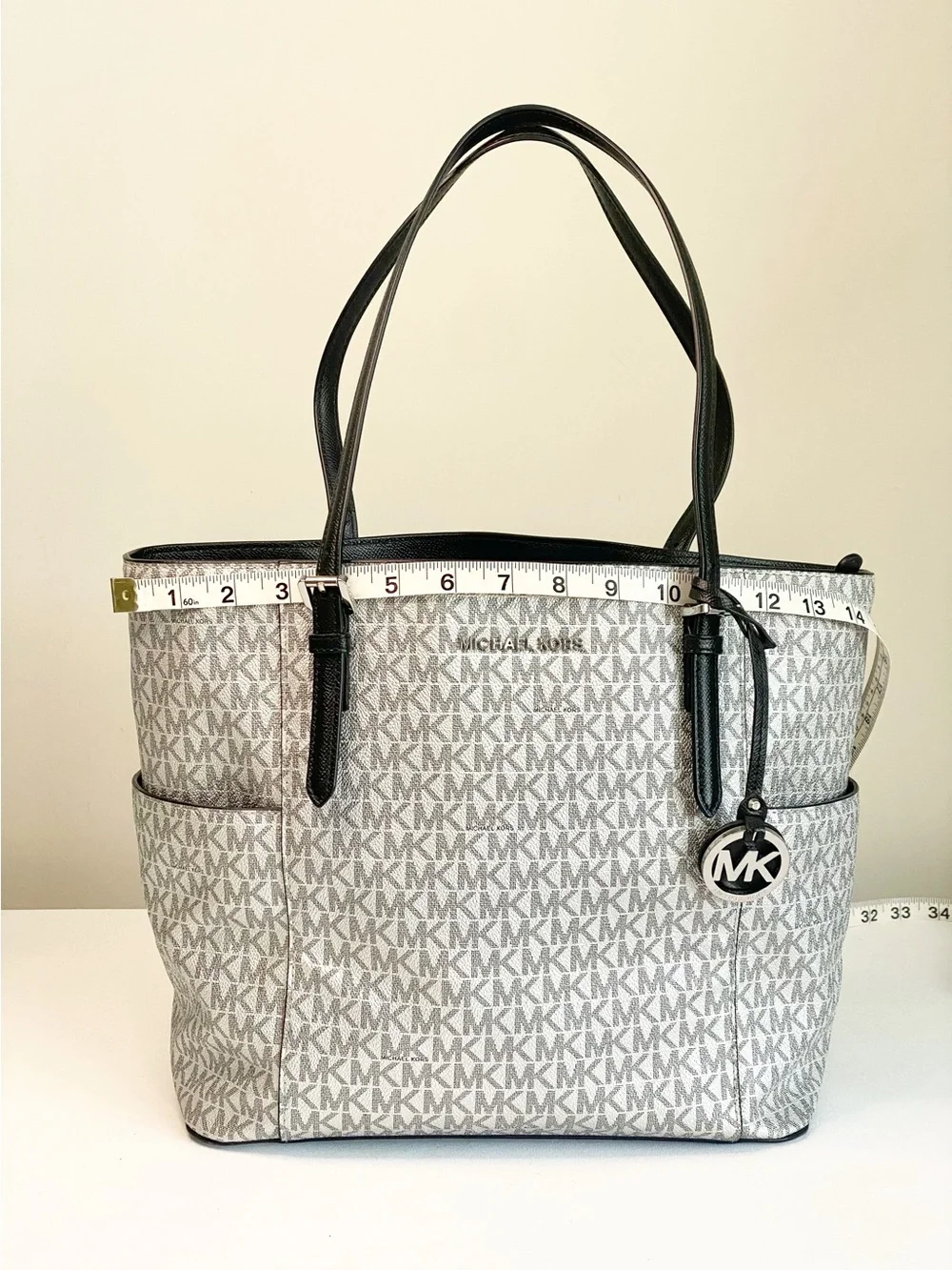 Authentic Michael Kors Jet Set Large Signature Logo Tote Travel Work Bag